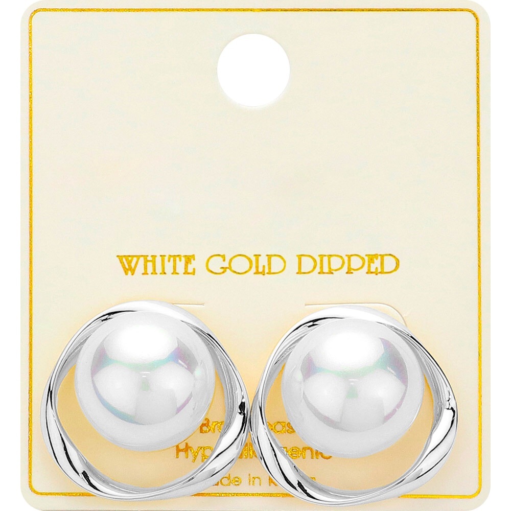 14K Gold Dipped Freshwater Pearl Stud Statement Earrings